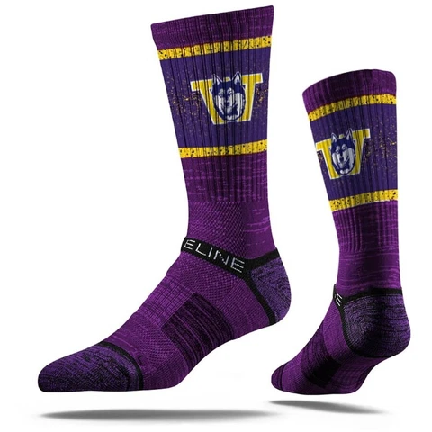Washington Huskies Socks Premium Strideline Crew Cut Athletic Wear Lincensed Cover