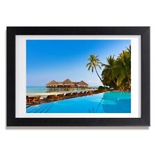 Tulup Picture MDF Framed Wall Decor 30x20cm Image Room Swimming in Maldives
