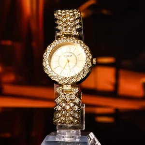 Reloj Juego de Regalo Mujeres Damas Oro Estrás RELOJ Calidad Superior - Imagen 1 de 7