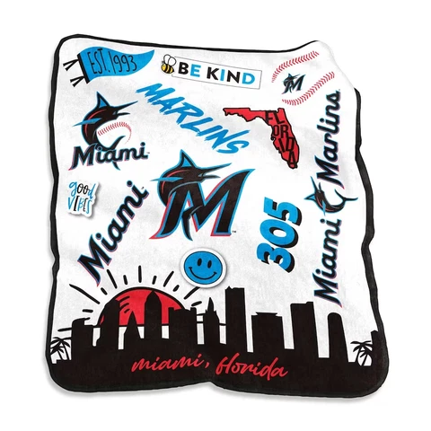 Miami Marlins MLB 50'' x 60'' Native Raschel Throw Blanket-F52824456 Cover