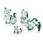 HDCRYSTALGIFTS Blown Glass Cat Figurines Collectibles Pack of 4 Emerald Green Cr