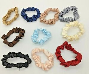 10 PCS SIMPLE PURE SILK SMALL MULBERRY HAIR SCRUNCHIES 