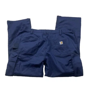 Carhartt Womens Cargo Carpenter Utility Pants Blue WorkWear Plus 18 Short J6Y - Picture 1 of 7