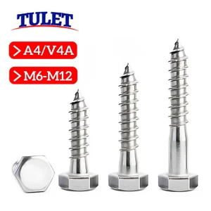 Tornillos de llave DIN 571 acero inoxidable V4A A4 6 mm - 12 mm tornillos hexagonales para madera - Imagen 1 de 47