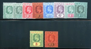 FIJI SCOTT #70/78 SG#118/24 EDWARD VII DEFINITIVES MINT LIGHTLY HINGED - Picture 1 of 1