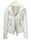 Women's Stylish Hooded Genuine Lambskin Leather Jacket 100% Winter Outwear White