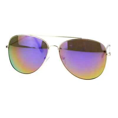 Unisex Pilot Sunglasses Gold Metal Frame Mirrored Lens UV400 - Image 1 of 4