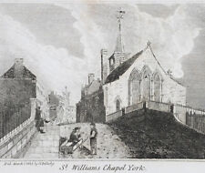 St Williams Chapel York, Antique Miniature Engraving 1828 Bellerby