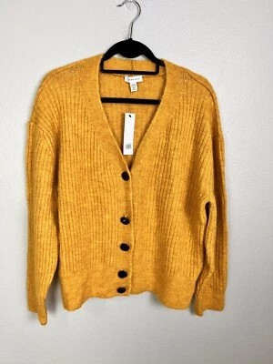 TOPSHOP Suéter Tejido Cárdigan Mostaza Acanalado Tejido Abotonado Talla 8-10 Foto 1 de 4