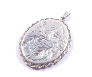 Medallón colgante vintage 1975 diseño hoja y flor plata de ley 925 7,9 g - Imagen 1 de 9
