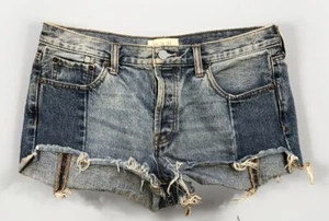 Free People We The Free Distressed Denim Shorts Raw Hem Button Fly Blau 29 - Bild 1 von 7