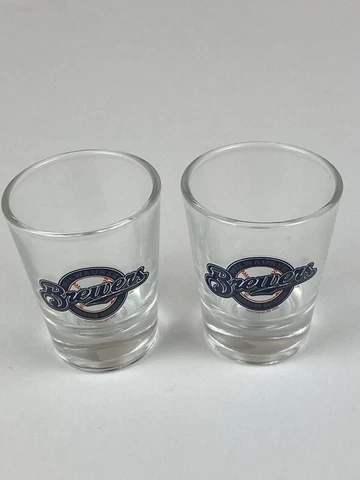Set of 2 Milwaukee Brewers Shot Glass - MLB Major League Baseball - New Cover