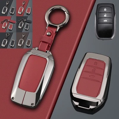 Zinc Alloy Leather Car Key Case Cover For Toyota Fortuner RAV4 Highlander Camry - Image 1 of 4