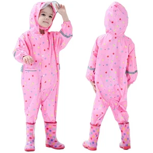 Kids Toddler Rain Suit for boys girls One Piece Hoodie Zipper Waterproof Rain... - Picture 1 of 6