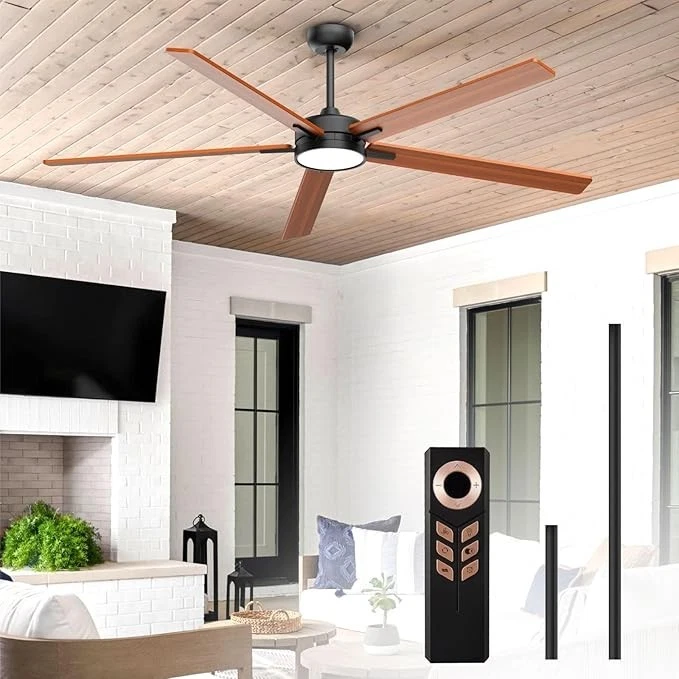 72'' Flush Mount LED Ceiling Fan with Light & Remote 6+1 Speeds, 3CCT, Dimmable - Image 1 of 4