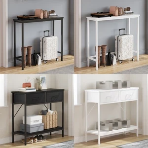 Narrow Console Table Slim Sofa Table with Drawers Storage Shelf Hallway Entryway - Picture 1 of 30