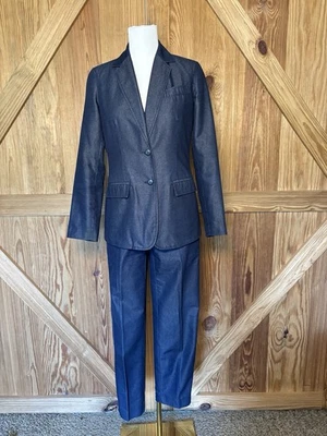 复古 Liz Claiborne 深色牛仔娇小女式裤子套装 2 件套 Y2K 工装 — 第 1/4 张图片