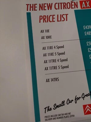 Citroen AX 10E 10RE 11RE 11TRE 4 5 Velocidades 14TRS Lista de precios incluye Opciones Junio 1987 Foto 1 de 2