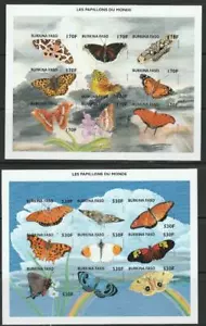 BURKINA FASO INSECTS BUTTERFLIES STAMPS 1998 BUTTERFLIES IMPERF X2 SS MNH - IB91 - Picture 1 of 1