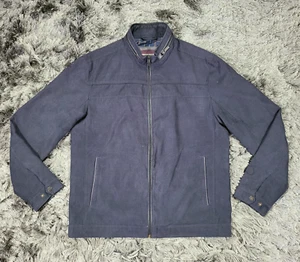 Giacca bomber Johnston & Murphy uomo grande blu ecopelle scamosciata manica lunga full zip - Foto 1 di 22