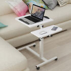 Overbed Bedside Table on Wheels Computer Laptop Desk Mobility Aid Tray SideTable