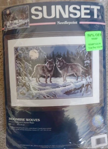 Sunset Needlepoint Kit ~ "Moonrise Wolves" ~NIP ~ 18" x 12" - Picture 1 of 3