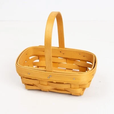 VTG Longaberger Mini Classic Basket Rectangle With Handle Signed KS - Image 1 of 4