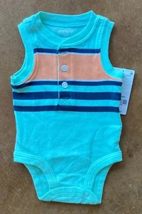 New Carter’s Cotton Newborn Boys Bodysuit, Green Stripes, Newborn - Picture 1 of 1