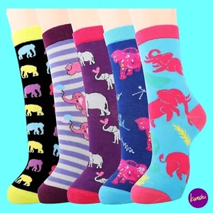 JEASONA Women's Elephant Socks, Multi-Colour, Cotton Blend, UK 4-7 - Picture 1 of 6