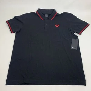 True Religion Men's Black Red Graphic Polo Shirt Size XL Cotton NWT - Picture 1 of 16