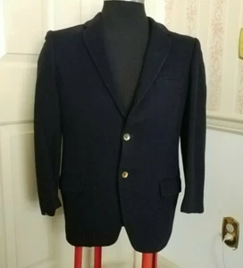 Men's Suitcoat Blazer Jacket pre-owned vintage black wool tailor made sport coat - Picture 1 of 10