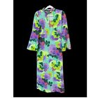 VTG Maxi Dress Psychedelic Flower Power Flared Sleeves UK Size 14 Jerseyfield