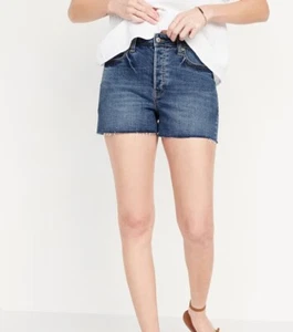 Higher High-Waisted Button-Fly Cut-Off Jean Shorts -- 3-inch inseam Plus 20 - Picture 1 of 10