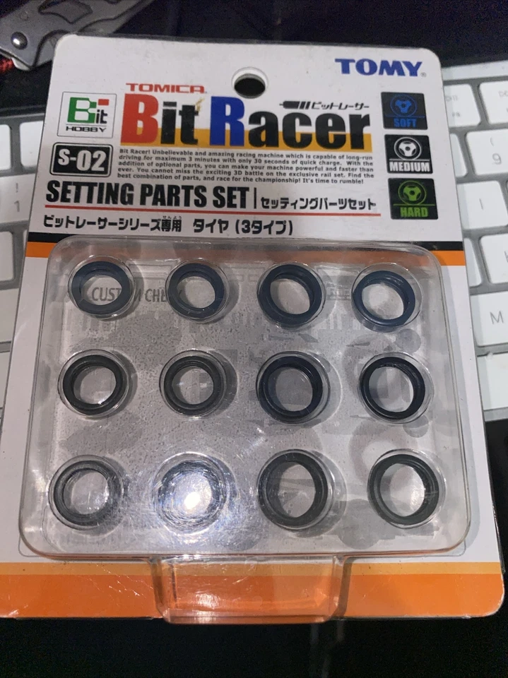 Brand New: TOMY Tomica Bit Racer S-02 Setting Parts Set Car Tires Bit Hobby NIP - Image 1 of 3