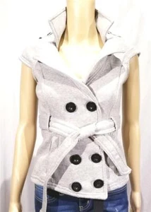 New Womens Gray Bongo Button Belted Sleeveless Collar Vest Top - Size S - NWT - Picture 1 of 2