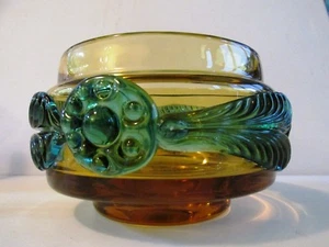 Vintage Czech Mid-Century Amber/Blue Glass VASE Josef Hospodka Prachen 1970s 7" - Picture 1 of 10