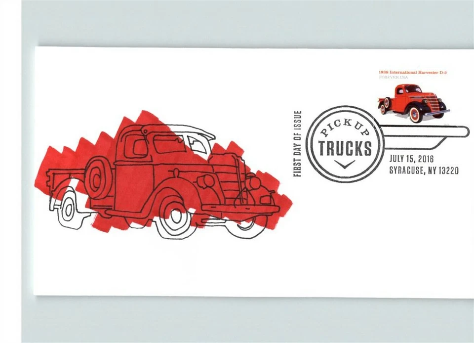 NEW! Hand Painted PICKUP TRUCKS, 2016 First Day of Issue with pictorial cancels - Image 1 of 1