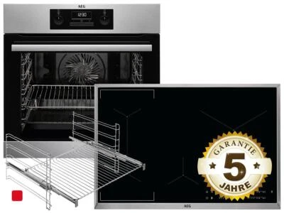 Backofen Edelstahl AEG  BE33I844x Set inkl. Induktionskochfeld + Teleskopauszug - Bild 1 von 4