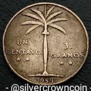Dominican Republic 1 Un Centavo 1959 3 gramos. KM#17. One Cent coin. Palm Tree. - Picture 1 of 7