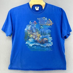 T-shirt Universal Studios 1999 Rip Saw Falls blu XXL VINTAGE anni 90 Dudley fare a destra - Foto 1 di 9