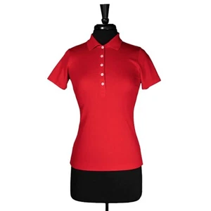 Nike Golf Dri-Fit Damen Poloshirt Rot Logo Knopf Kurzarm Bluse Oberteil XS - Bild 1 von 9