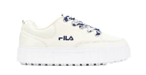 FILA SANDBLAST LOW SATIN LACE Sneakers Whisper White / Navy / White -150 New - Picture 1 of 7