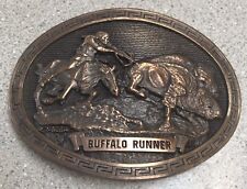 BUFFALO RUNNER by CM Russell Solid Brass Belt Buckle Award Design Medals Western