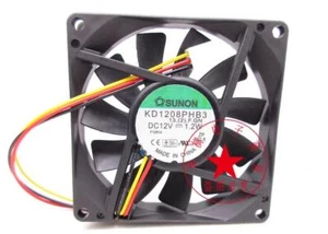 1PC SUNON KD1208PHB3 12V 1.2W 8015 8CM silent chassis cooling fan - Picture 1 of 3