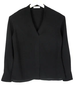 SUITSUPPLY Blouse Women's EU 36 Long Sleeve V-Neck Classic Black - Picture 1 of 8