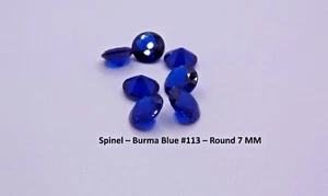 SPINELL BURMA BLAUER SAPHIR RUND BRILLANTSCHLIFF LOSE EDELSTEINE #113 - 7 MM - Bild 1 von 4