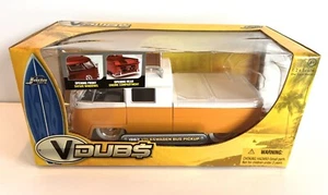 JADA V-DUBS 1:24 1963 VW BUS DOUBLE CAB PICKUP w/SURFBOARD ORANGE/WHT, NIB/MINT! - Picture 1 of 16