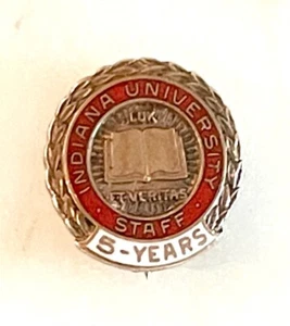 PIN ESMALTADO PERSONAL DE 5 AÑOS DE SERVICIO UNIVERSIDAD INDIANA TEMPRANA PIN - Imagen 1 de 3