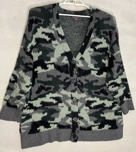 Vince Camuto Sweater Cardigan Textured Camo Button Front V Neck Cozy Plus 2X - Picture 1 of 11