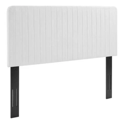 Modway Milenna Channel Tufted Fabric King/California King Headboard in White - Image 1 of 4